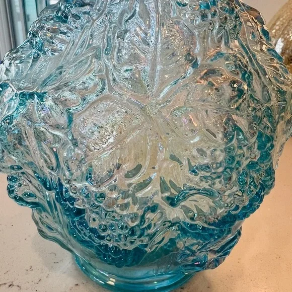 Vintage Lenox Imperial Glass Loganberry Vase - Blue carnival iridescent
